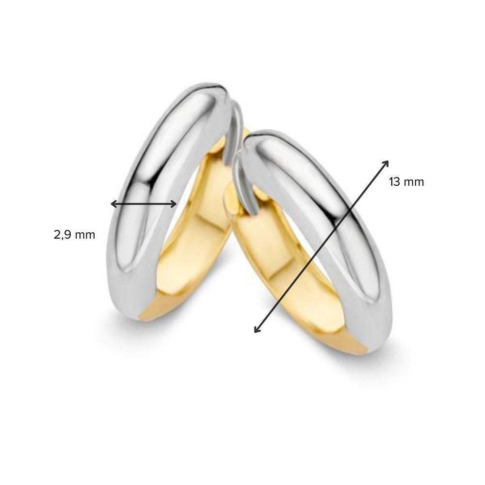 Creole bicolore in oro bianco e giallo – Orecchini reversibili da donna