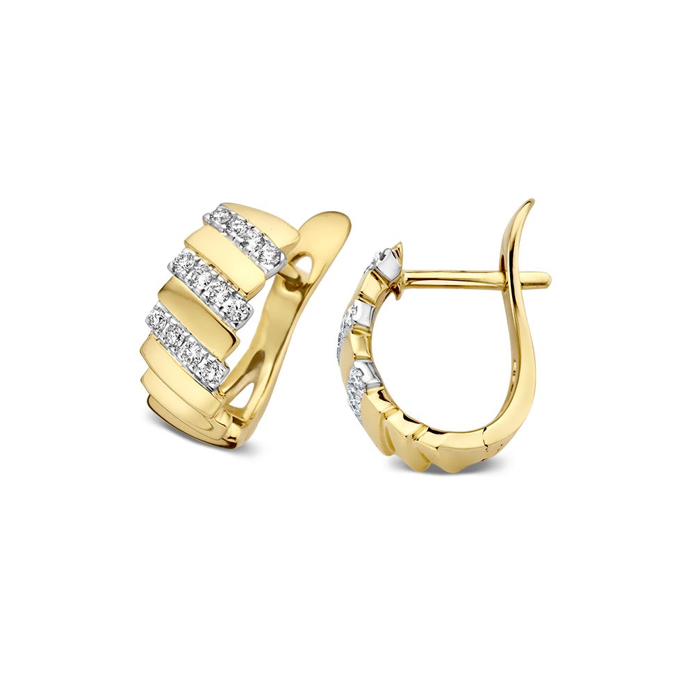 Orecchini a Cerchio Bicolore in Oro Giallo e Bianco con Diamante – Orecchini a Cerchio 14 Carati con Diamanti da 0,14 Carati