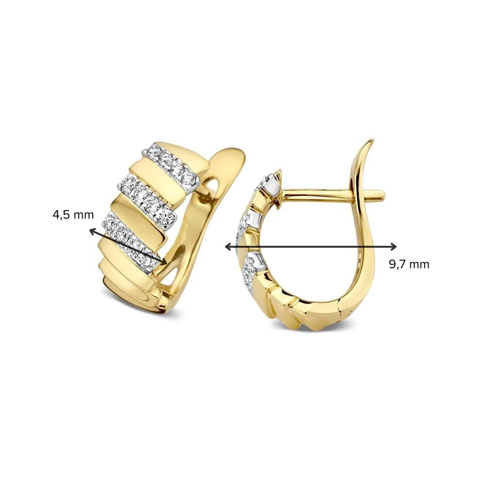 Orecchini a Cerchio Bicolore in Oro Giallo e Bianco con Diamante – Orecchini a Cerchio 14 Carati con Diamanti da 0,14 Carati