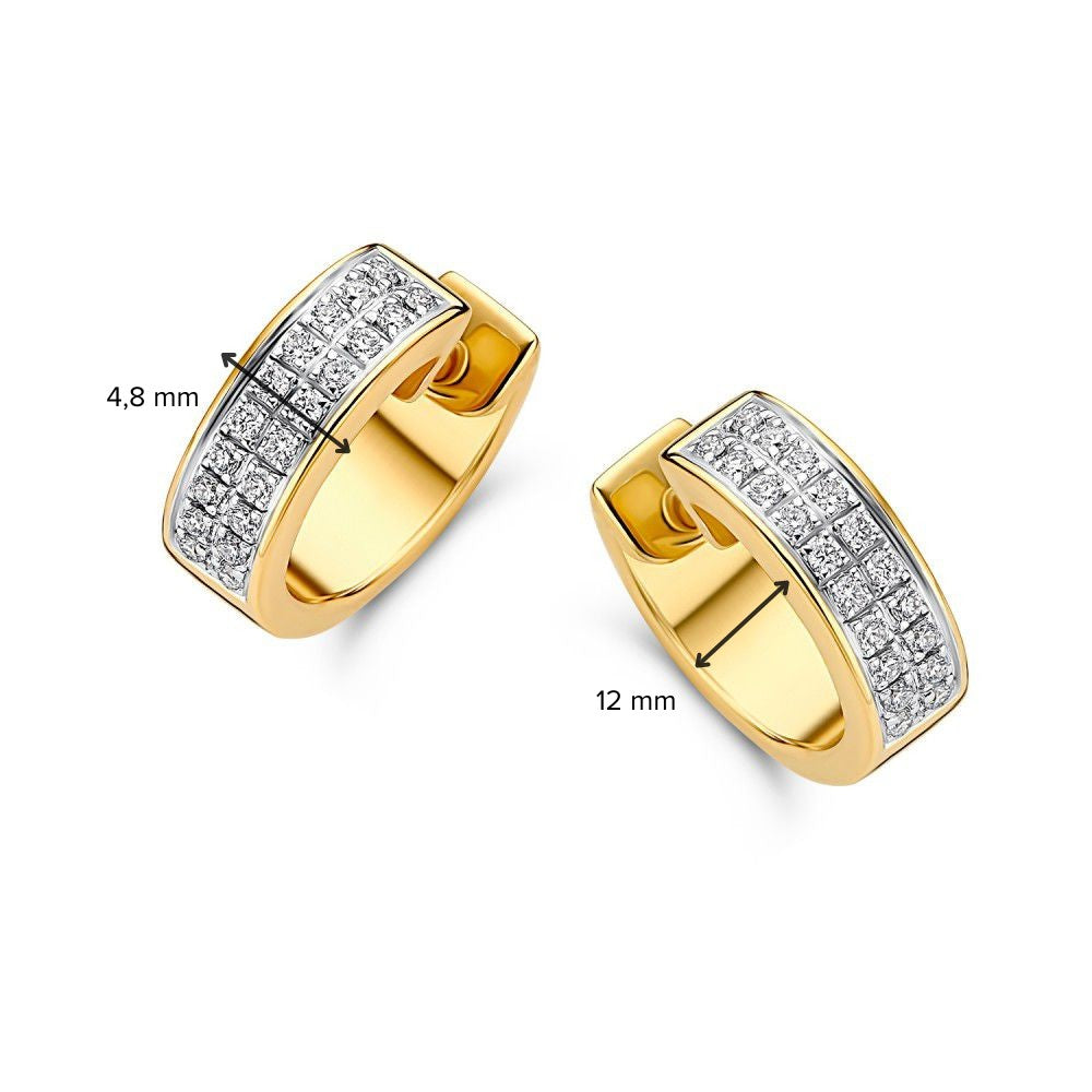 Creole bicolore in oro bianco e giallo con diamanti – Orecchini a cerchio 14 carati con brillanti da 0,31 carati