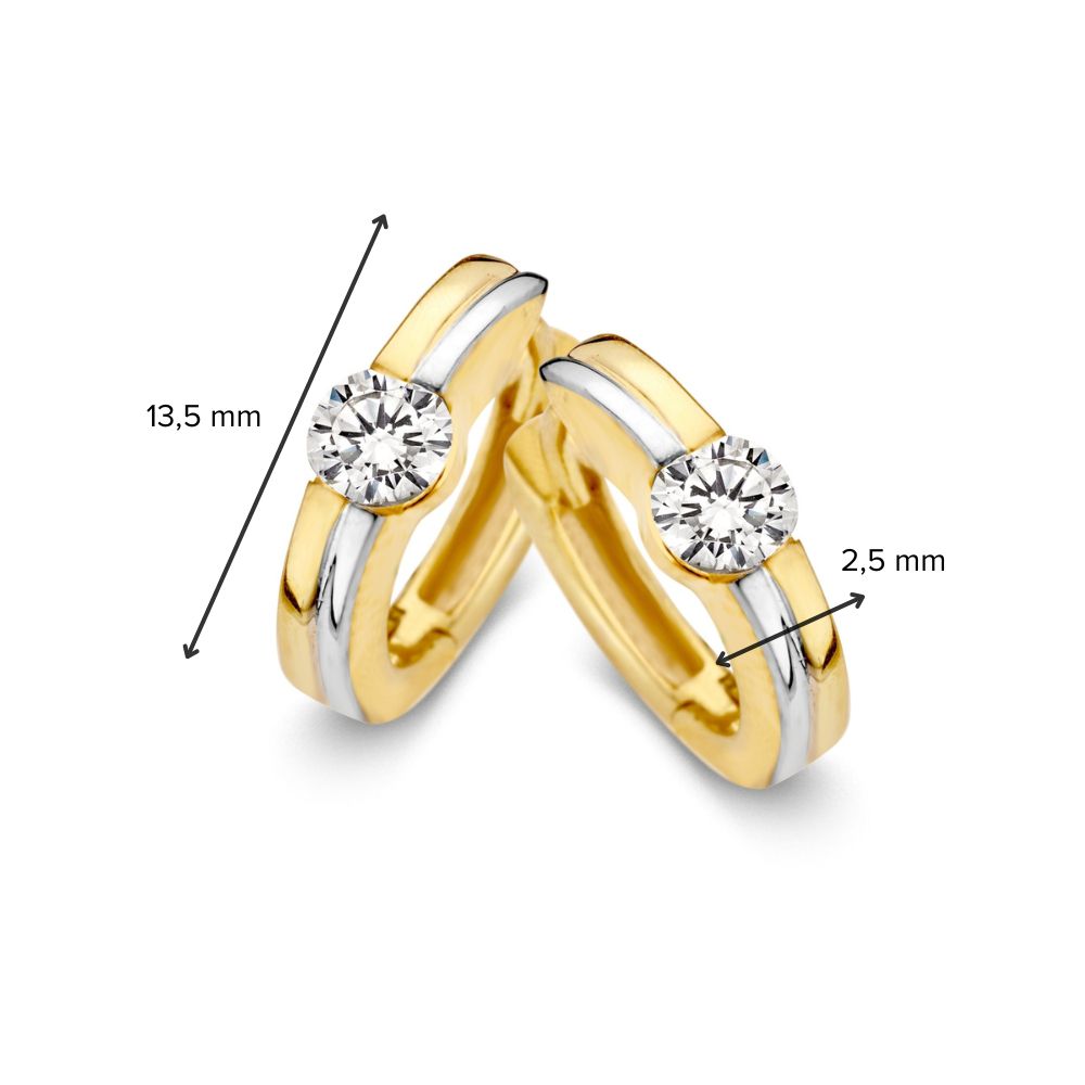 Creole Bicolore in Oro con Design Lineare e Zircone – Eleganza Senza Tempo