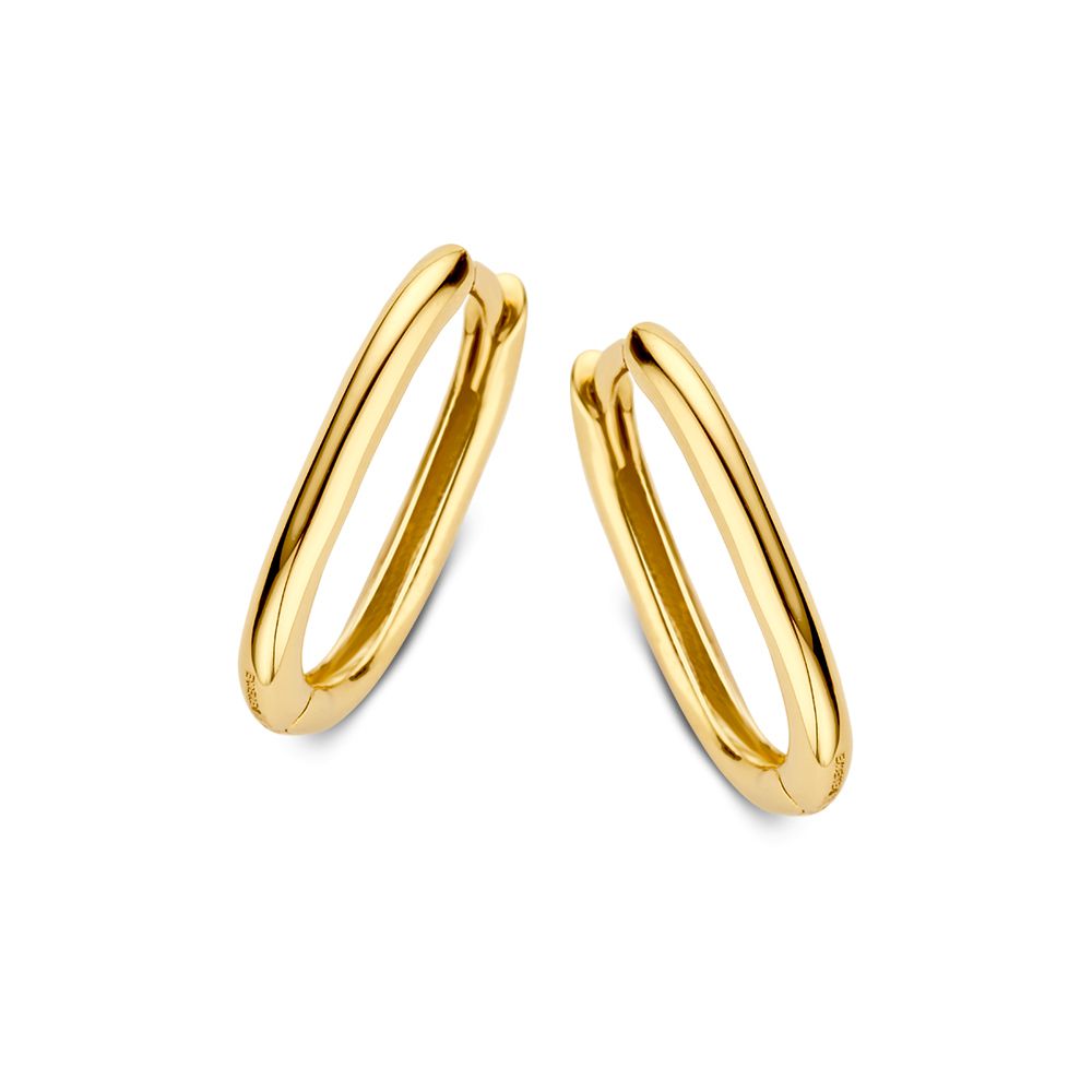 Orecchini in oro giallo, forma ovale e finitura lucida, design sottile e raffinato.
