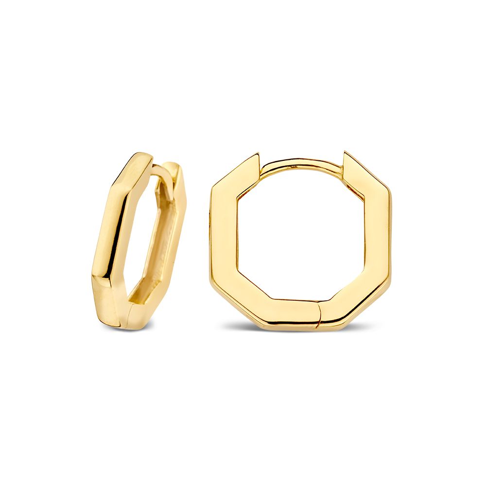 Orecchini a Cerchio in Oro Giallo con Design Ottagonale Rigoroso – Orecchini Eleganti per Donna - Van der Kooij