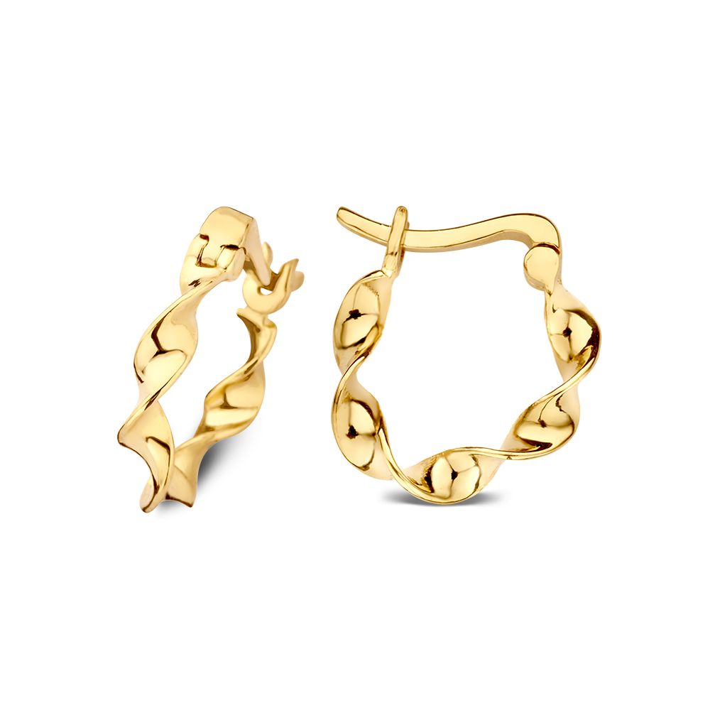 Orecchini a cerchio in oro giallo con design attorcigliato – Orecchini eleganti da donna | Van der Kooij
