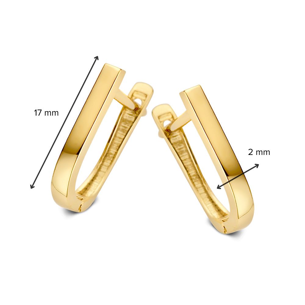 Orecchini a Cerchio in Oro Giallo 14 Carati con Finitura Lineare e Vestibilità Perfetta (12x8 mm)