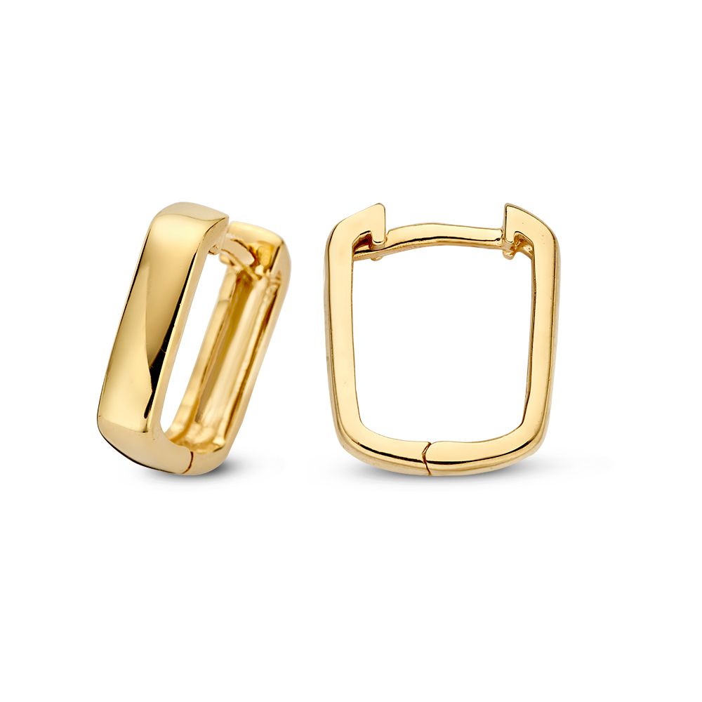Eleganti Orecchini a Cerchio in Oro Giallo con Design Quadrato – Un'Affermazione Decisa