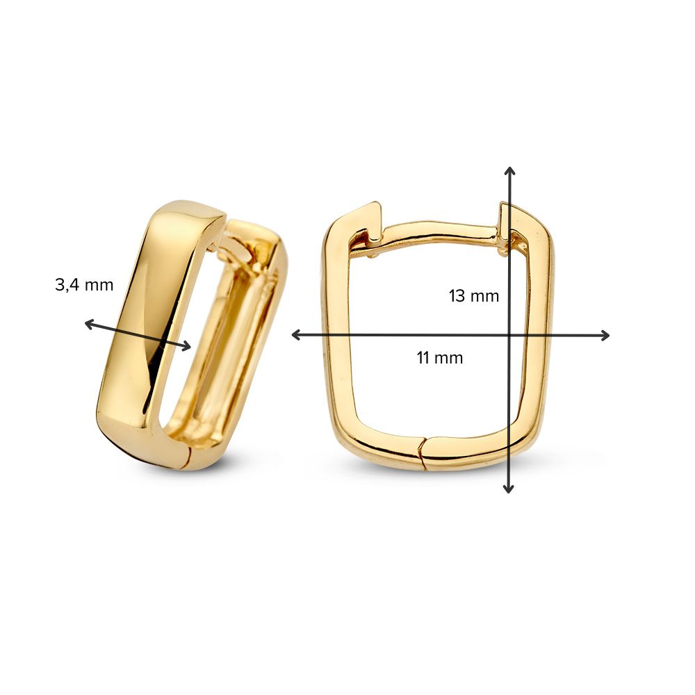 Eleganti Orecchini a Cerchio in Oro Giallo con Design Quadrato – Un'Affermazione Decisa