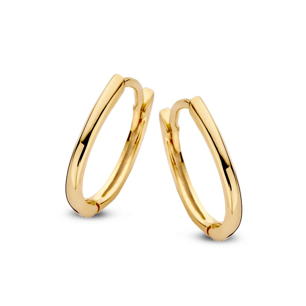 Orecchini ovali in oro giallo con una finitura lucida e design sottile.