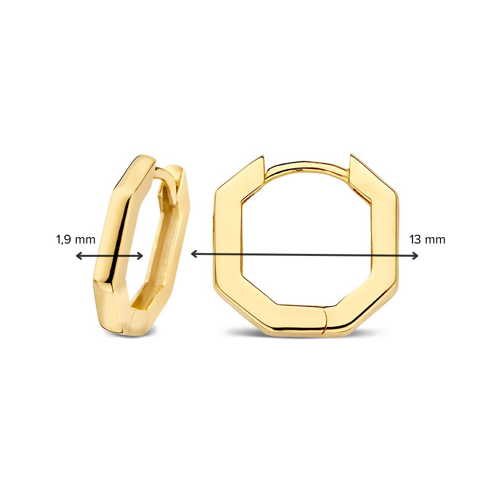 Orecchini a Cerchio in Oro Giallo con Design Ottagonale Rigoroso – Orecchini Eleganti per Donna - Van der Kooij