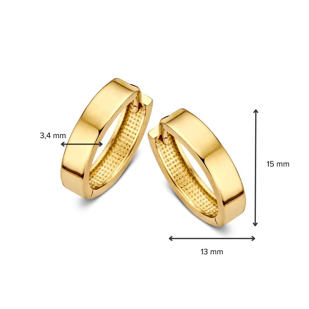 Orecchini a Cerchio in Oro Giallo 14 Carati – Design Sobrio, Misura Interna 12 x 10 mm, Eleganza Senza Tempo
