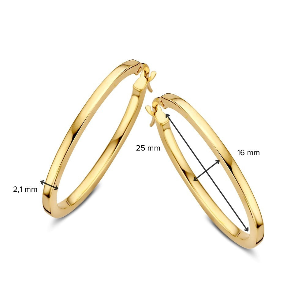 Orecchini a Cerchio in Oro Giallo Senza Tempo – 14 Carati, Misura Interna 16 x 25 mm, Design Elegante e Minimalista