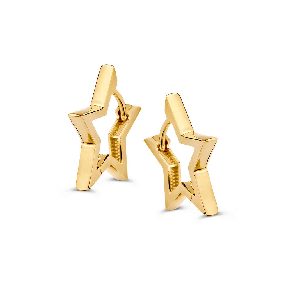 Orecchini a forma di stella in oro lucido.