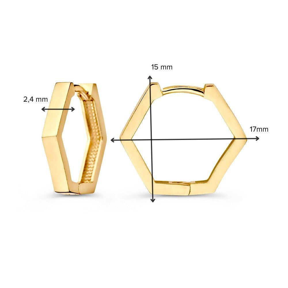 Orecchini a Cerchio Esagonali in Oro Giallo – Eleganza Lineare e Moderna