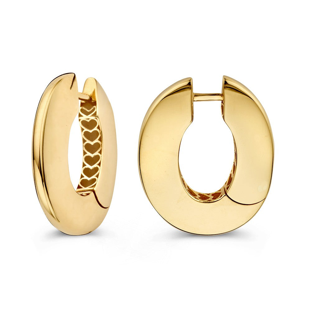 Sorprendenti Orecchini in Oro Giallo dal Design Piatto e Ovale – Veri Punti Focali