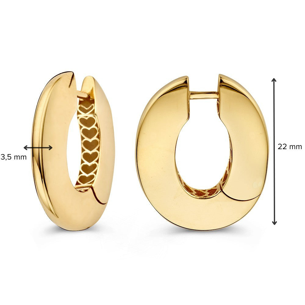 Sorprendenti Orecchini in Oro Giallo dal Design Piatto e Ovale – Veri Punti Focali
