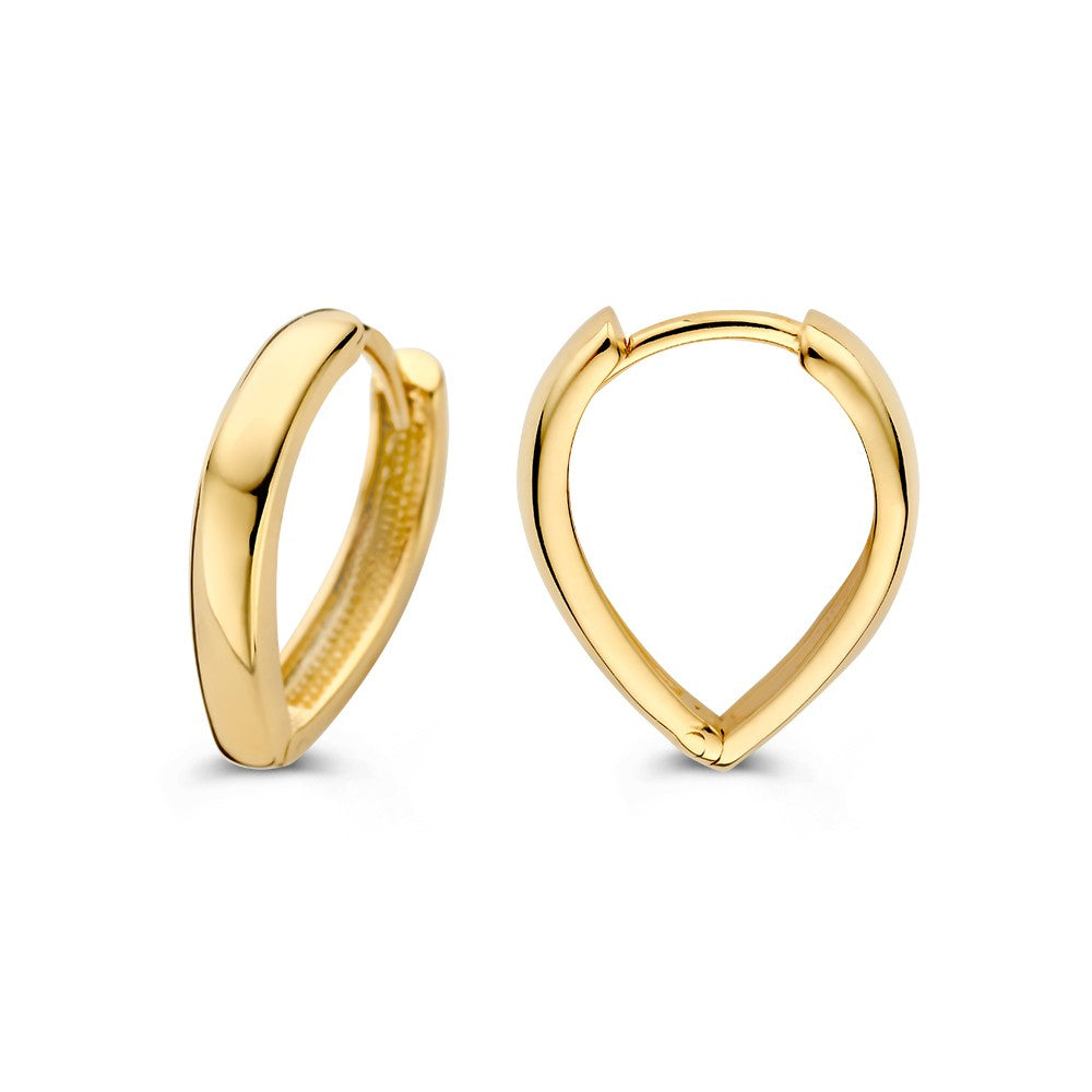 Orecchini a Cerchio Affusolati in Oro Giallo 14K – Orecchini Giocosi da Donna