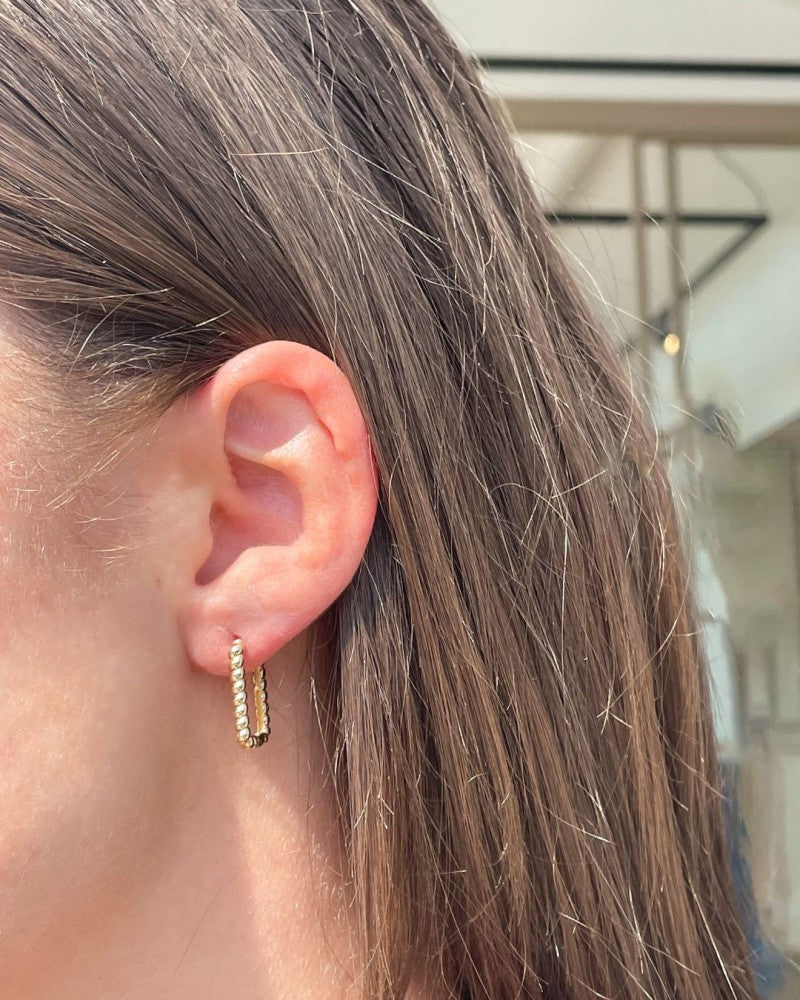 Grandi Orecchini ad Anello in Oro Giallo con Maglia Paperclip e Fascia Ritorta