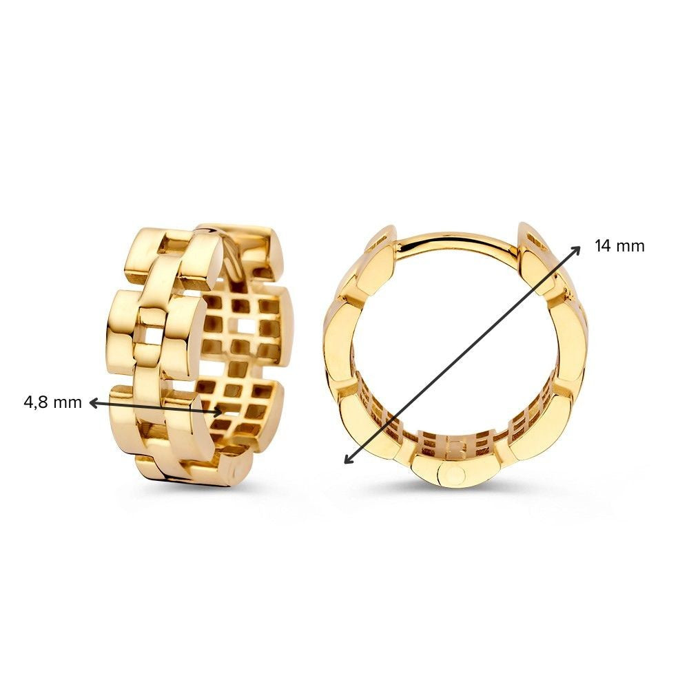 Orecchini a Cerchio in Oro Giallo con Maglia Rolex – Lusso e Stile Senza Tempo