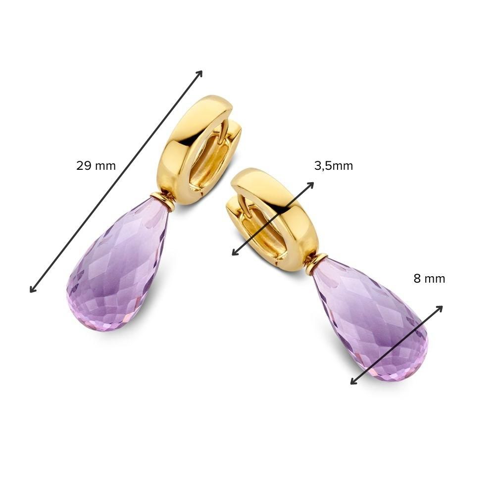 Orecchini a Cerchio in Oro Giallo con Ametista Viola a Goccia – Eleganza in Movimento