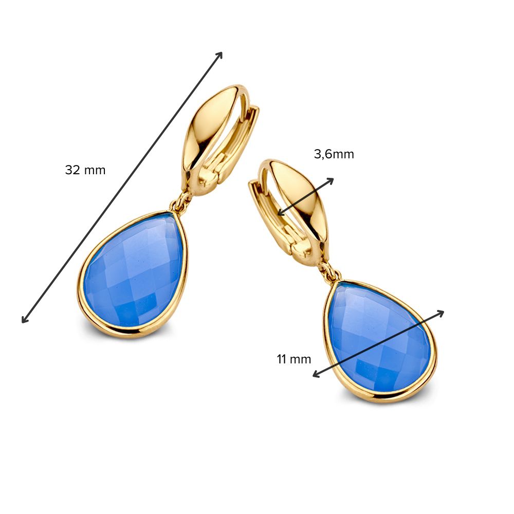 Orecchini a Cerchio in Oro Giallo con Calcedonio Blu – Eleganza a Colori