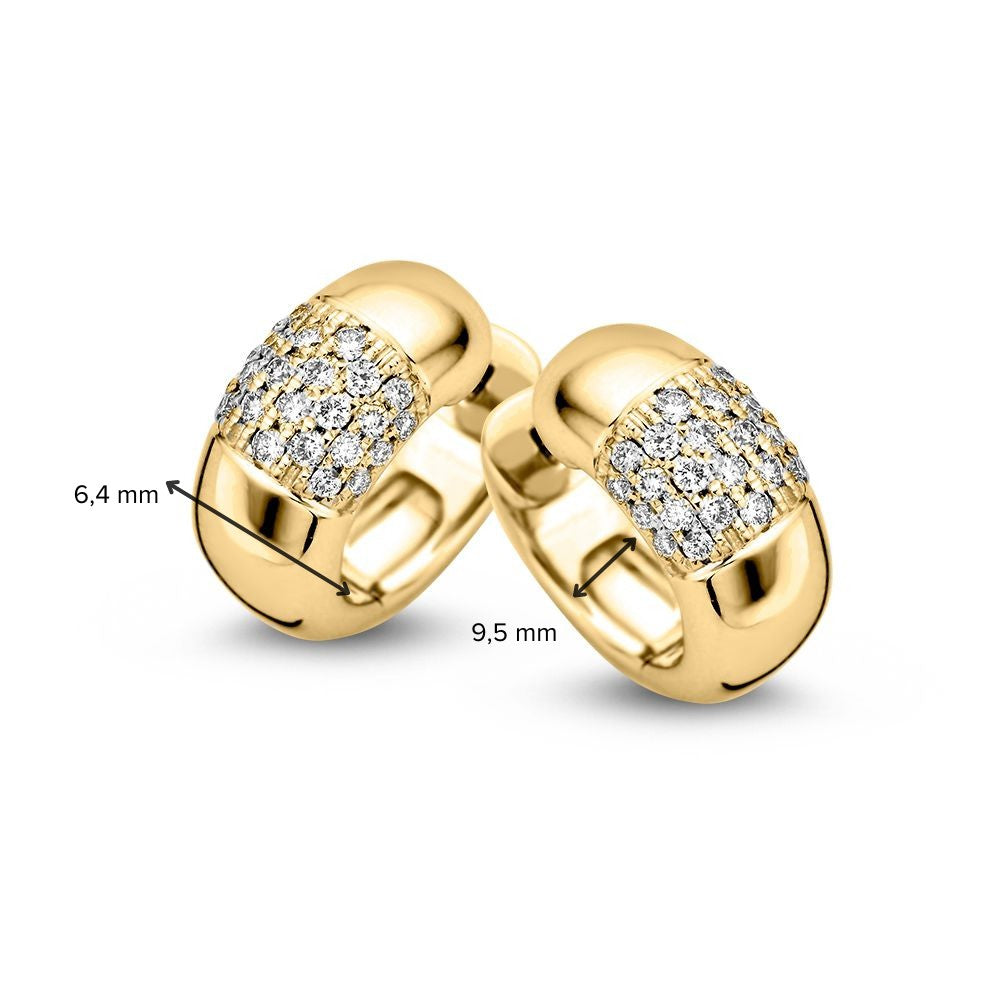 Orecchini a Cerchio Bombati in Oro Giallo con Diamante Pavé: Lusso Senza Tempo 0,32 crt.