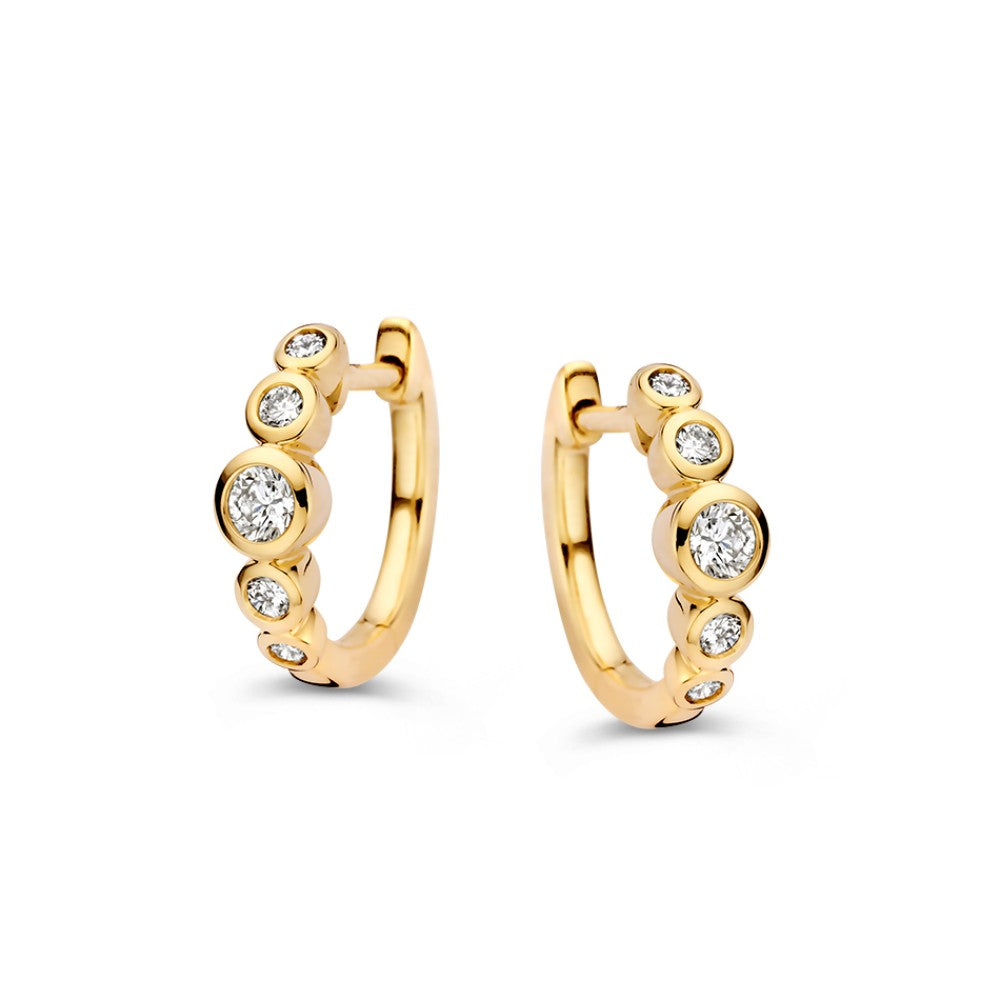 Orecchini alla creola in oro giallo 14k con diamanti da 0,32 ct, collezione 'Bubbles'.