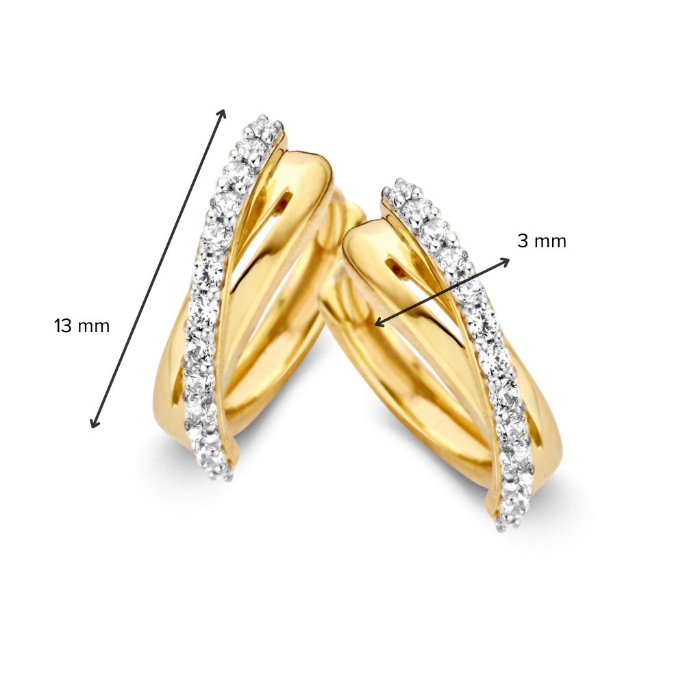 Elegante Orecchini a Cerchio in Oro Giallo con Zirconi
