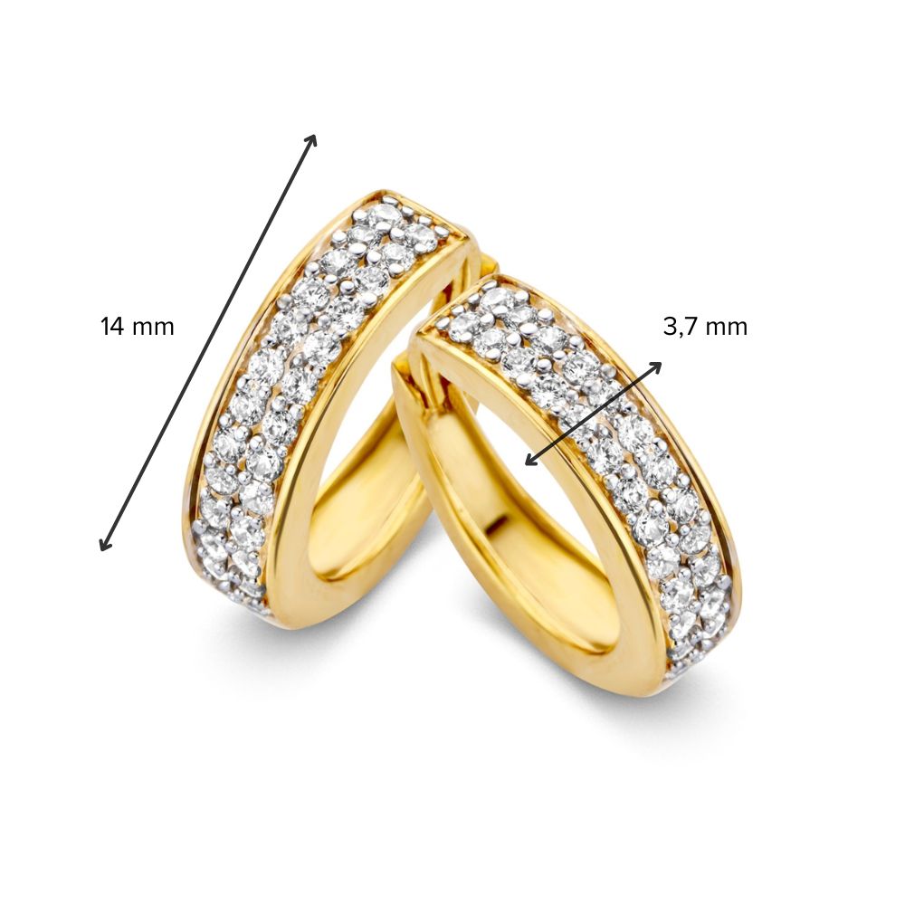 Creole in Oro Giallo con Zirconi in Castone Pavé - Oro 14 Carati - Spedizione Gratuita