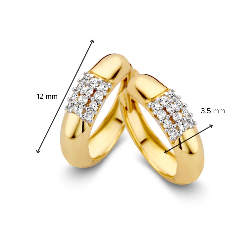 Orecchini a Cerchio Bombati in Oro Giallo con Zirconi Splendenti – Eleganza Senza Tempo per Ogni Occasione