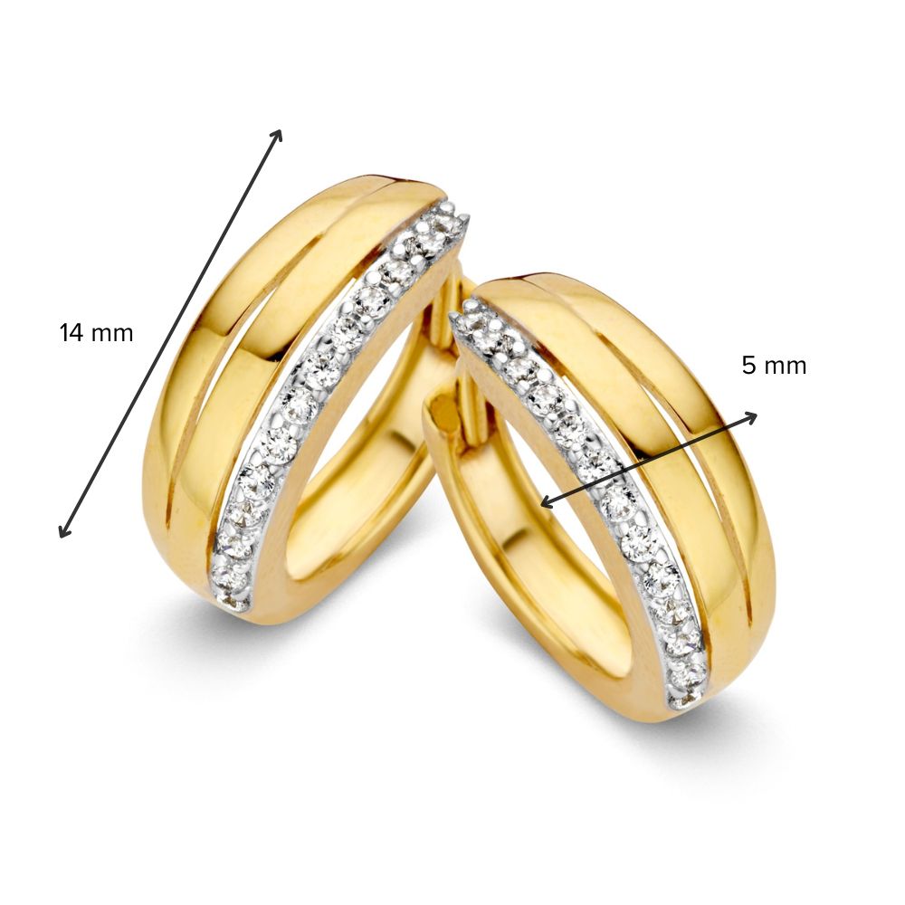 Orecchini a cerchio senza tempo in oro giallo con zirconie