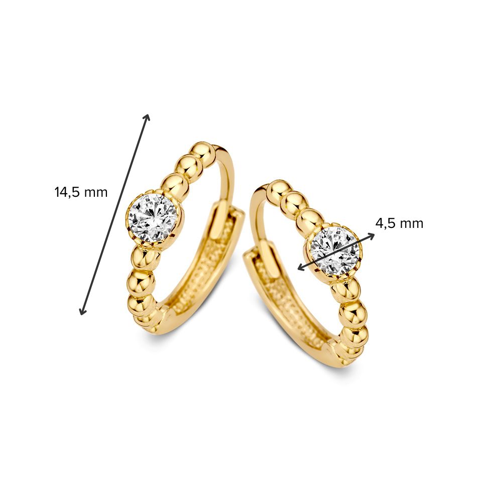 Orecchini a Cerchio in Oro Giallo con Sferette d'Oro e Zirconia - Lusso Discreto ed Eleganza Giocosa