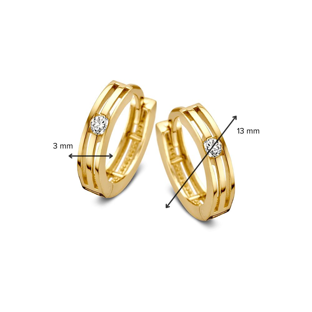Eleganti Orecchini a Cerchio in Oro Giallo con Zirconi – Raffinatezza Senza Tempo