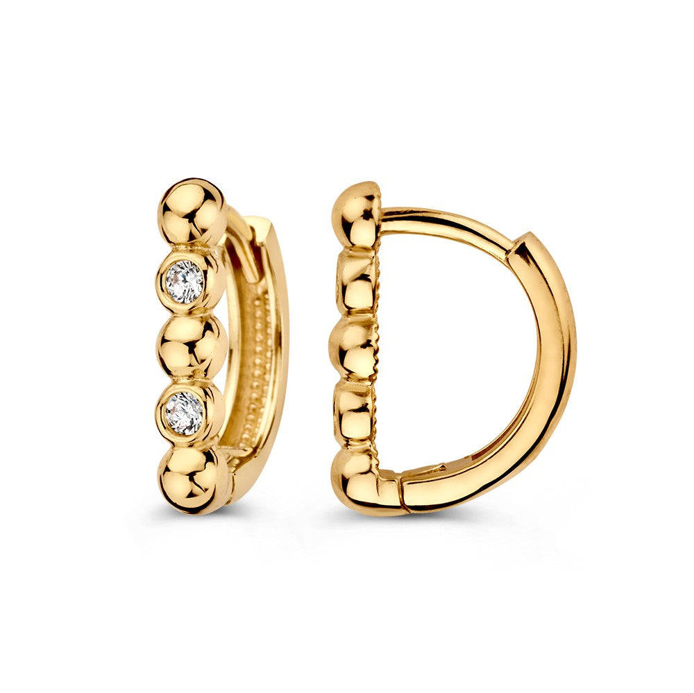 Orecchini a Cerchio Moderni in Oro Giallo con Zirconi dal Design Essenziale