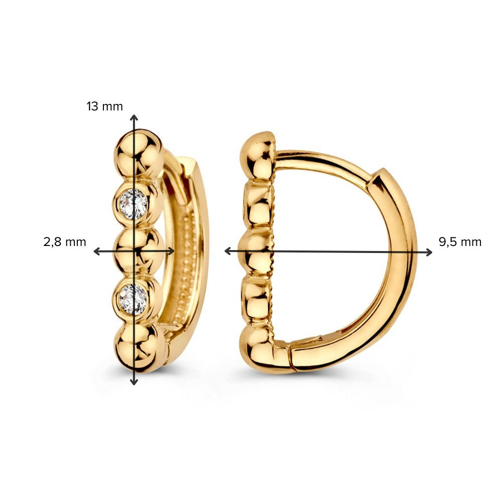 Orecchini a Cerchio Moderni in Oro Giallo con Zirconi dal Design Essenziale