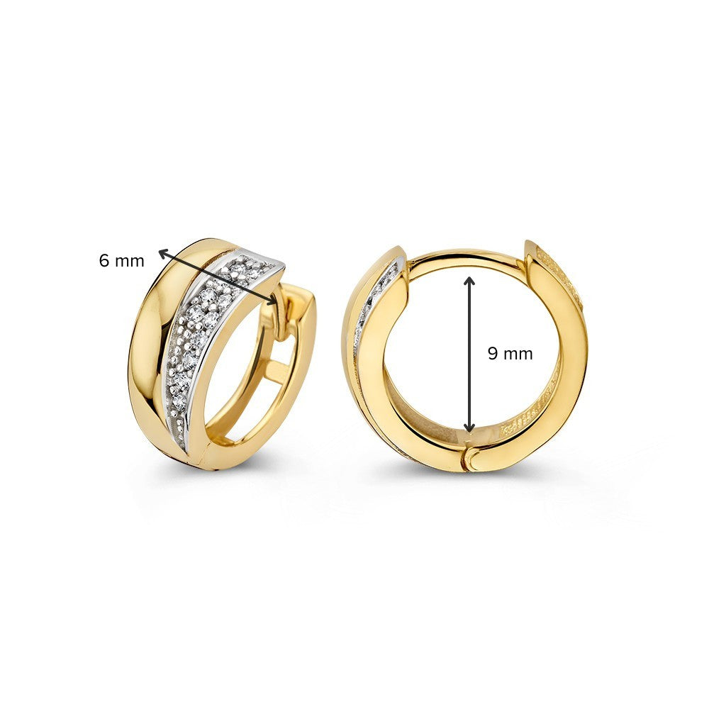 Eleganti Orecchini a Cerchio in Oro Giallo con Zirconi in Montatura Pavé