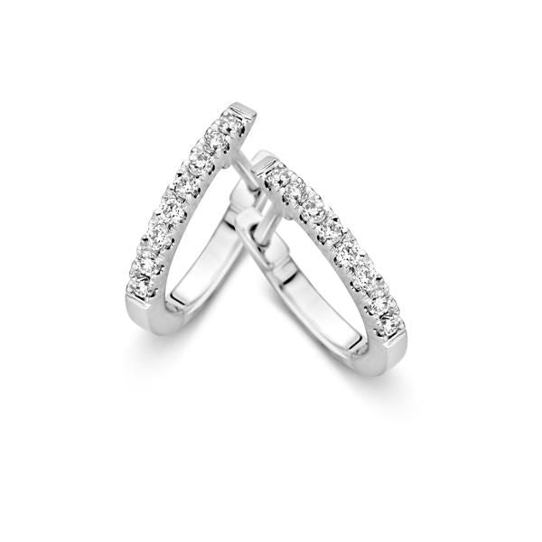 Witgouden Oorringen met Diamanten in Strakke Zetting – Elegantie in Perfectie 0,21 crt.