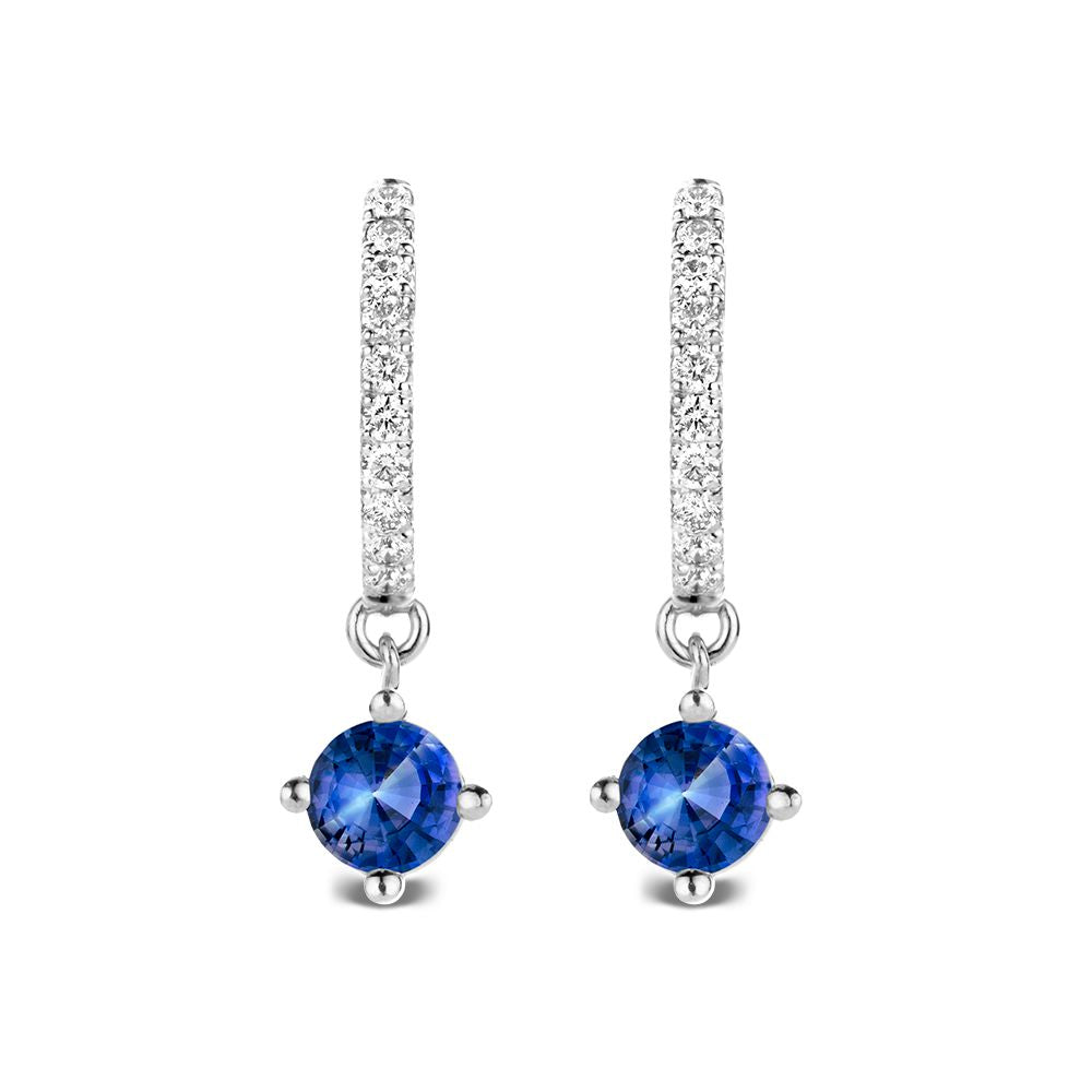 Orecchini a Cerchio in Oro Bianco 18kt con Zaffiri Blu e Diamanti – Lusso Van der Kooij