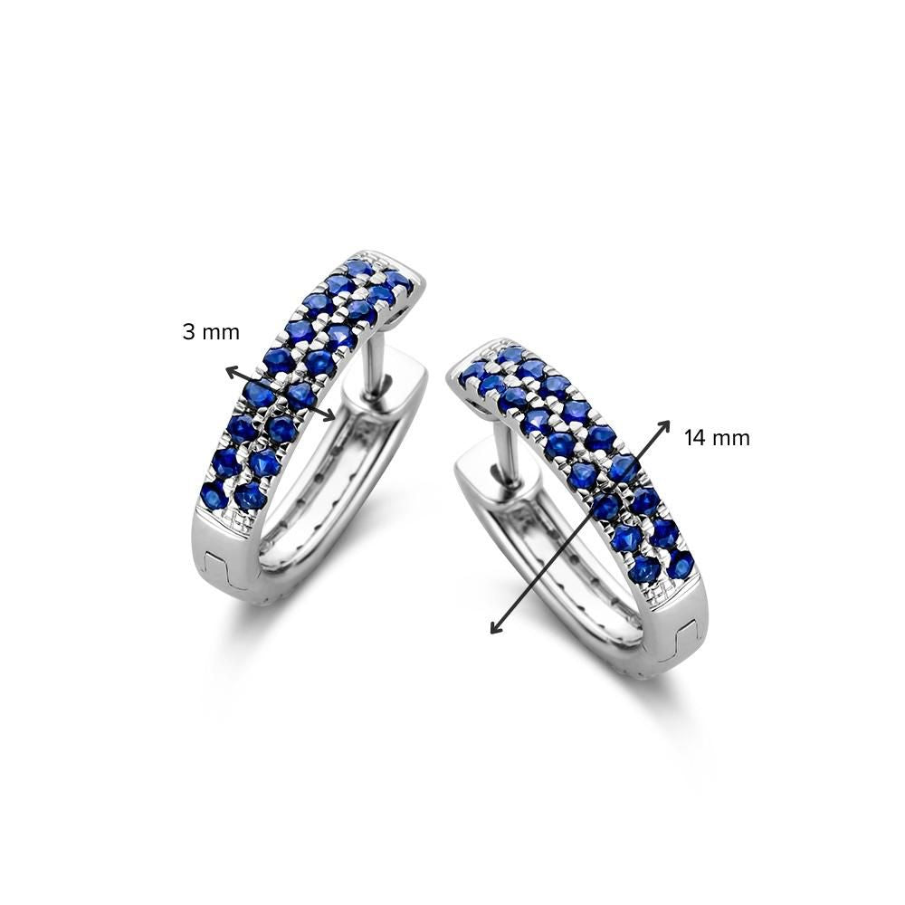 Orecchini a cerchio in oro bianco con zaffiro blu e diamante – 2 modi di indossarli, diamante da 0,40 crt