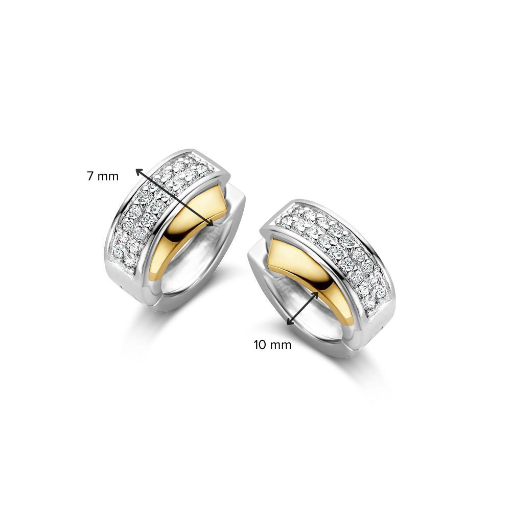 Eleganti Orecchini a Cerchio Argento-Oro con Zirconi