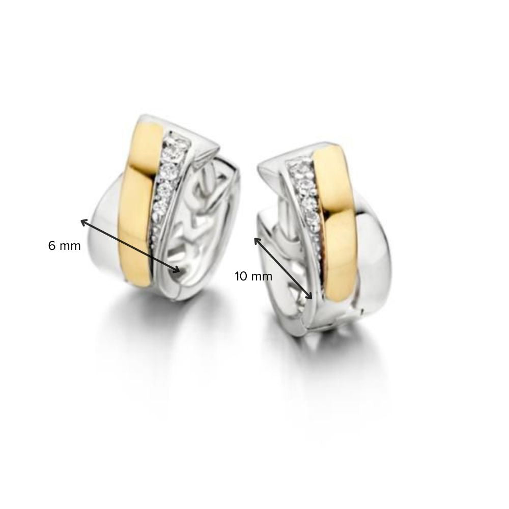 Orecchini a cerchio in argento e oro con zirconia – Glamour discreto