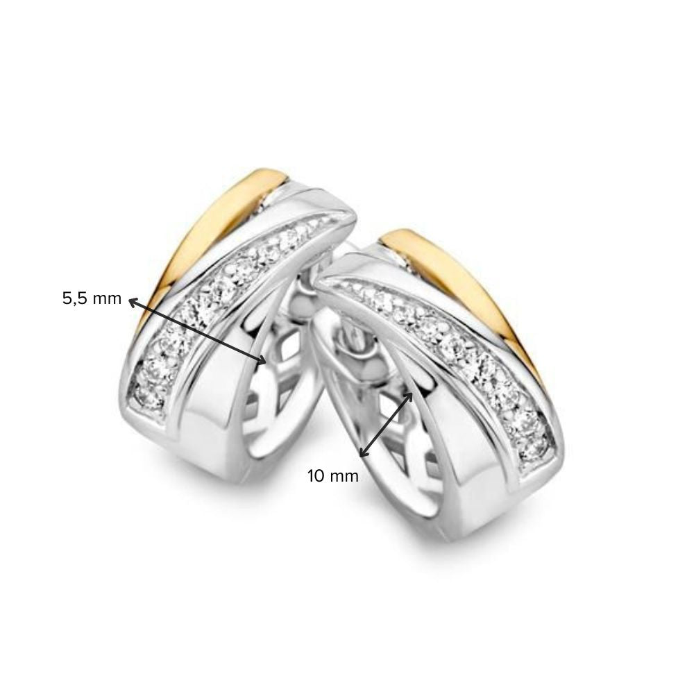 Eleganti Creole in Argento e Oro con Zirconi