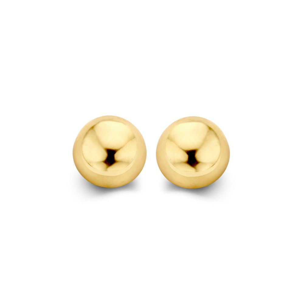 Orecchini in oro giallo 14K con design minimalista, diametro di 6 mm.