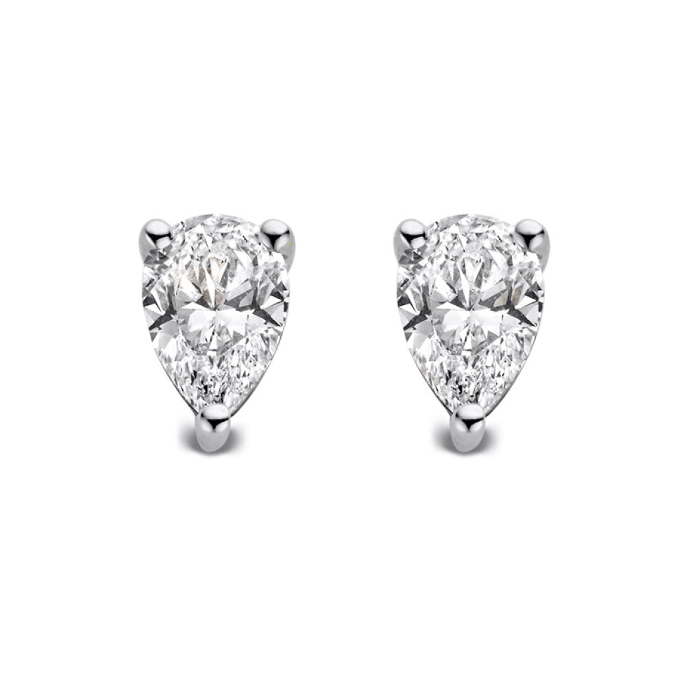Orecchini in oro bianco con diamanti a forma di pera da 1,00 crt.