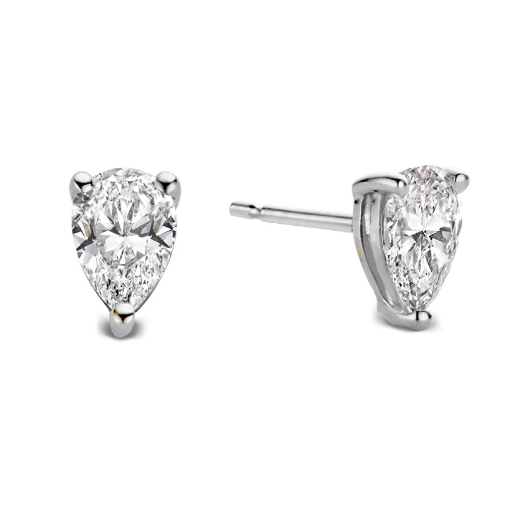 Orecchini a bottone Ava 1,00 ct oro bianco