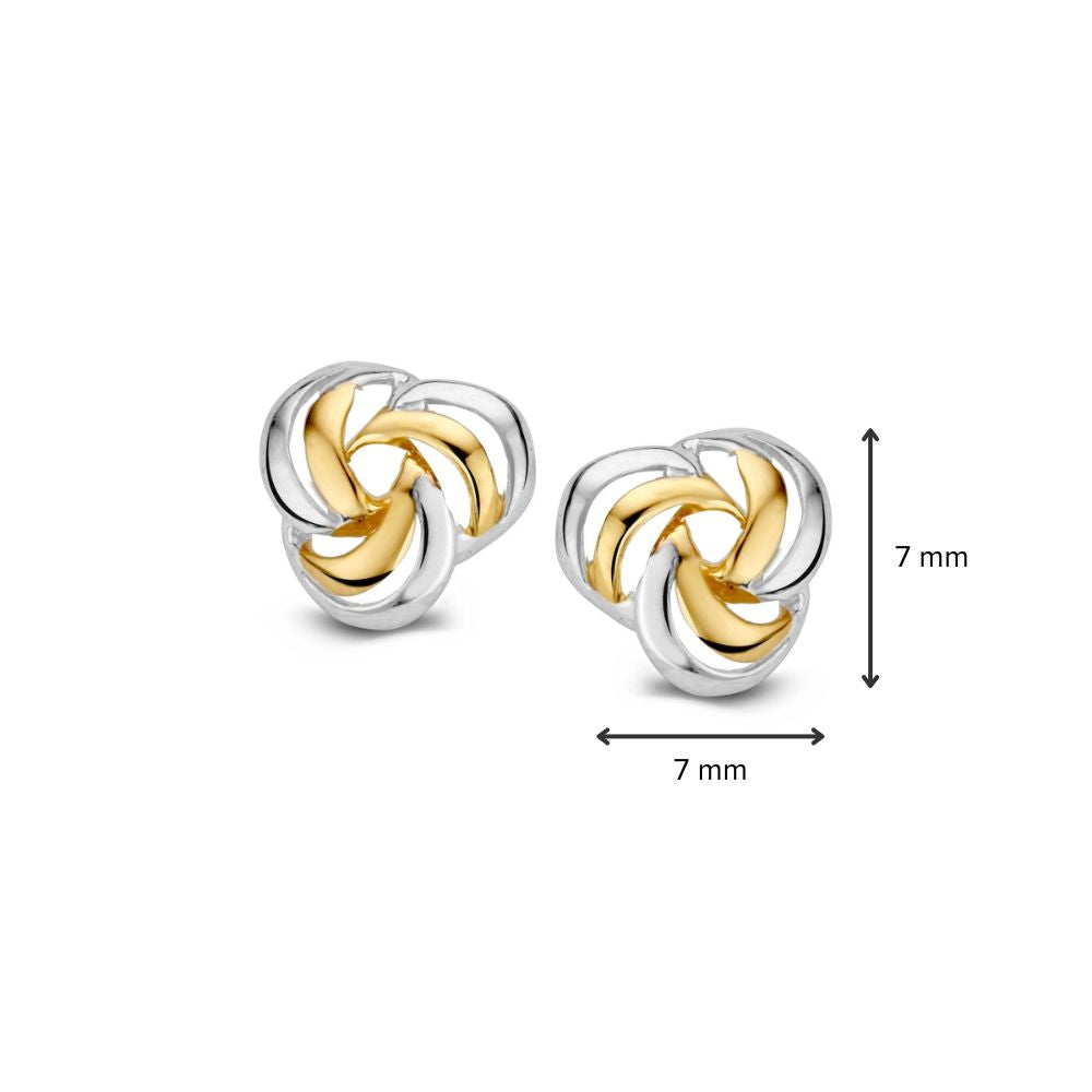 Orecchini a Perno Bicolore in Oro 14 Carati per Donna – 7,2 mm, Sobri ed Eleganti