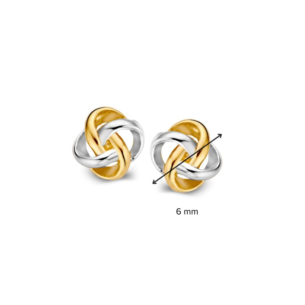 Orecchini a lobo bicolore in oro 14 carati da donna – 6 mm, eleganza senza tempo in giallo e bianco