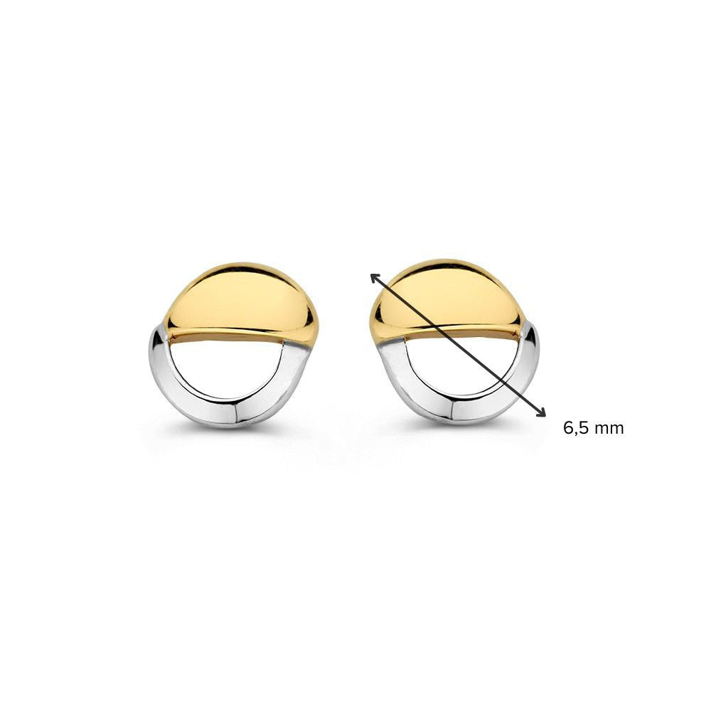 Orecchini a Perno Bicolor in Oro 14 Carati per Donna – Orecchini in Oro Giallo/Bianco