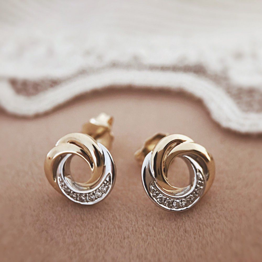 Anello in oro giallo e bianco con diamante brillante – 14 carati, 0.06 carati totali – Spedizione gratuita