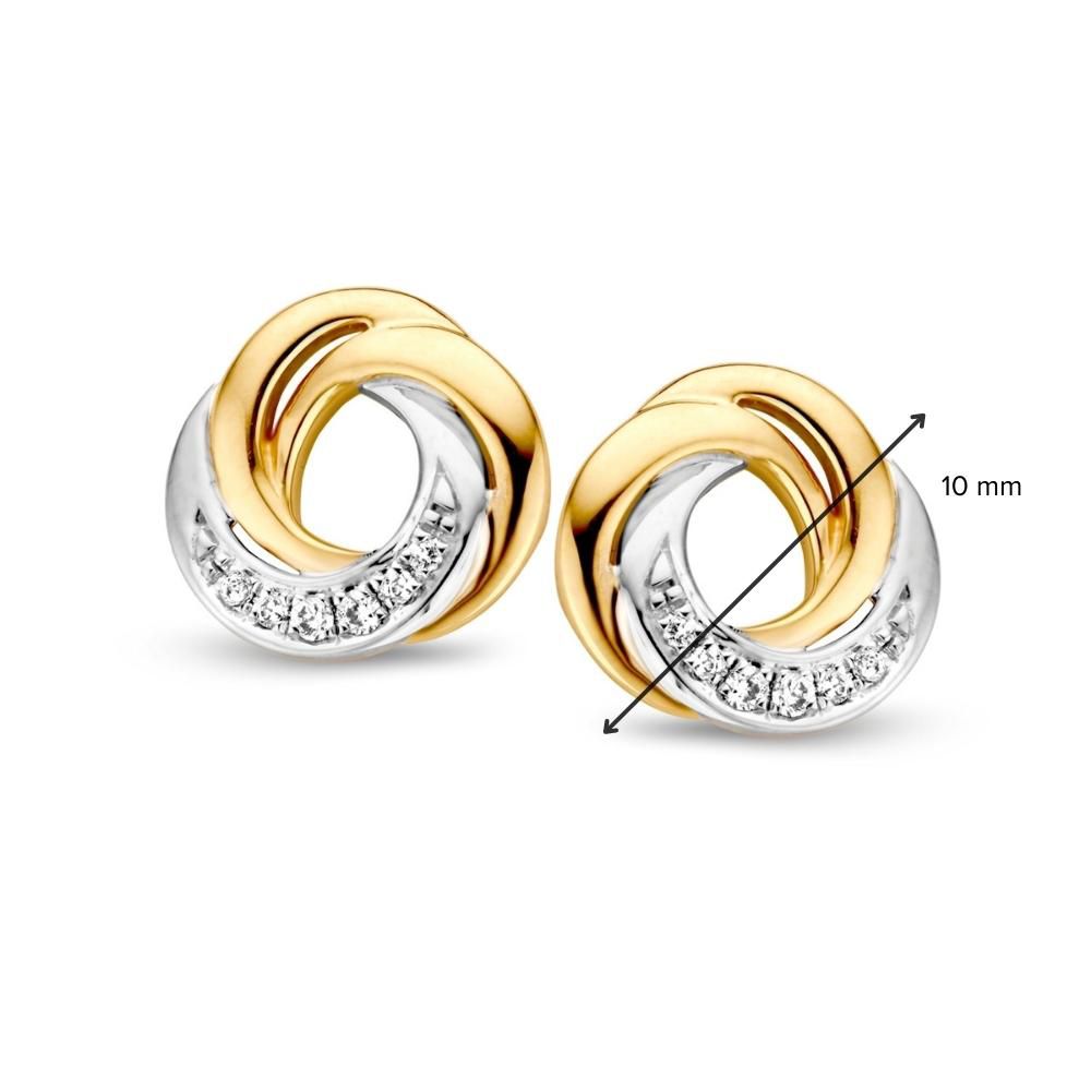 Anello in oro giallo e bianco con diamante brillante – 14 carati, 0.06 carati totali – Spedizione gratuita