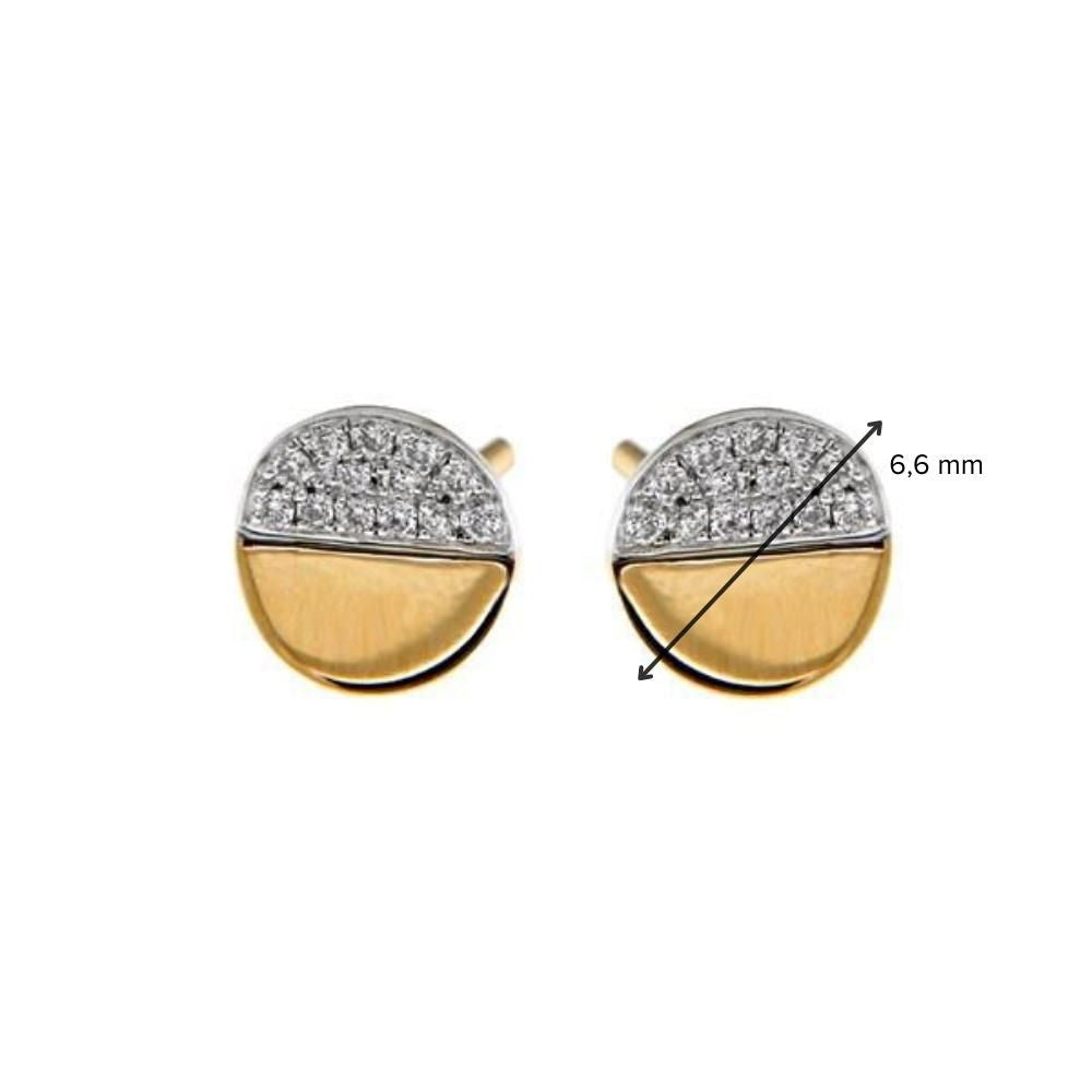 Orecchini a Perno in Oro Bicolore 14 Karati con Brillante da Donna – Orecchini in Oro Giallo/Bianco